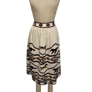Mes Demoiselles Paris Skirt Hacienda Embroidered Horse Print FR 44 US 12 Boho
